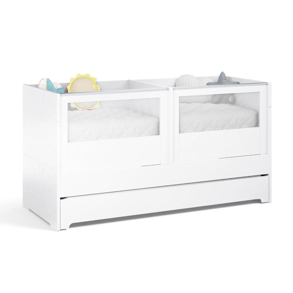 Berço Duplo Para Gêmeos Coleção Sol E Mar Divicar Branco - 8