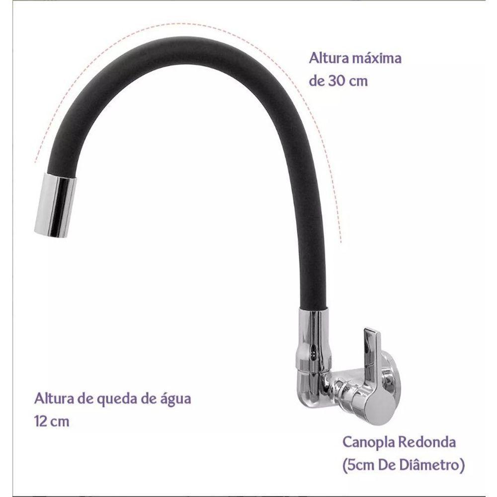 Torneira Gourmet C61 Flexível De Cozinha Preta 1-4 De Volta - 4