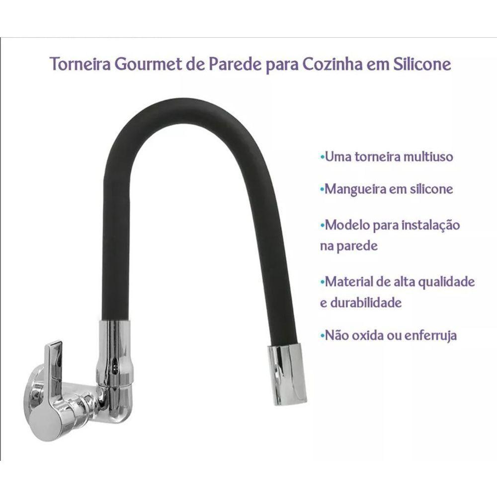 Torneira Gourmet C61 Flexível De Cozinha Preta 1-4 De Volta - 7