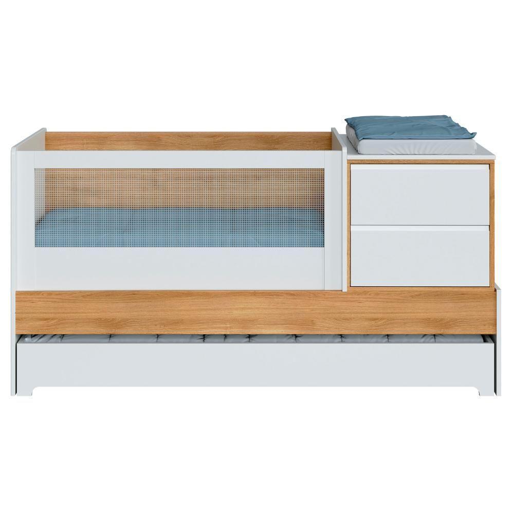 Berço Multifuncional Com Cômoda Acoplada + Colchão Coleção Sol E Mar Branco Carvalho Treviso - 6