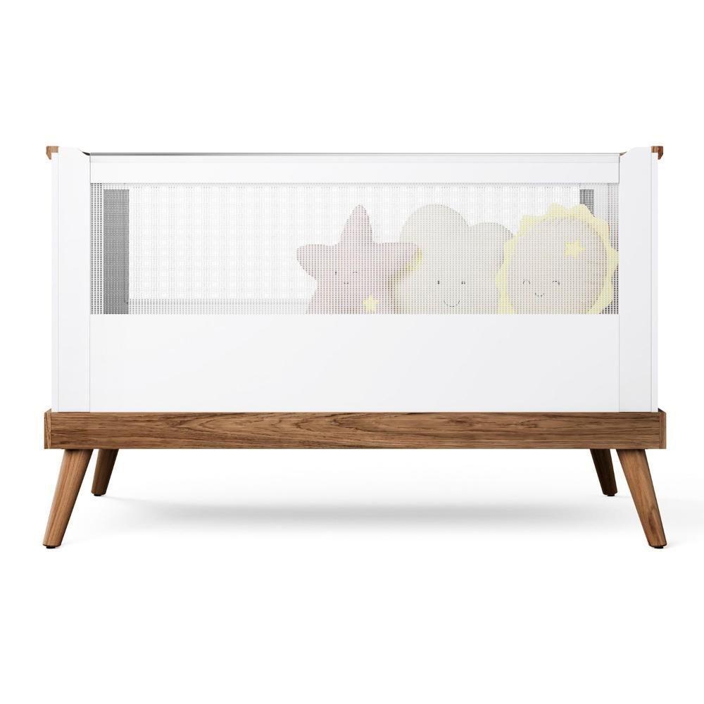 Berço Retrô Mini Cama 2 Em 1 Com Colchão Canção De Ninar Branco - 2