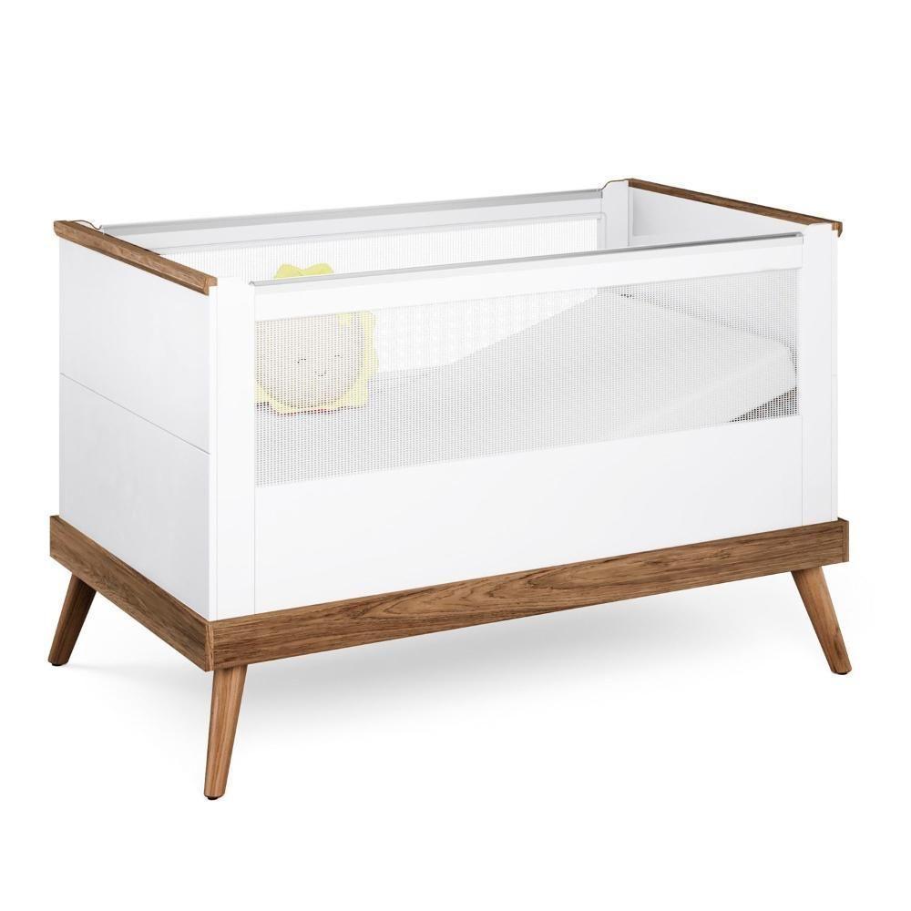 Berço Retrô Mini Cama 2 Em 1 Com Colchão Canção De Ninar Branco - 3