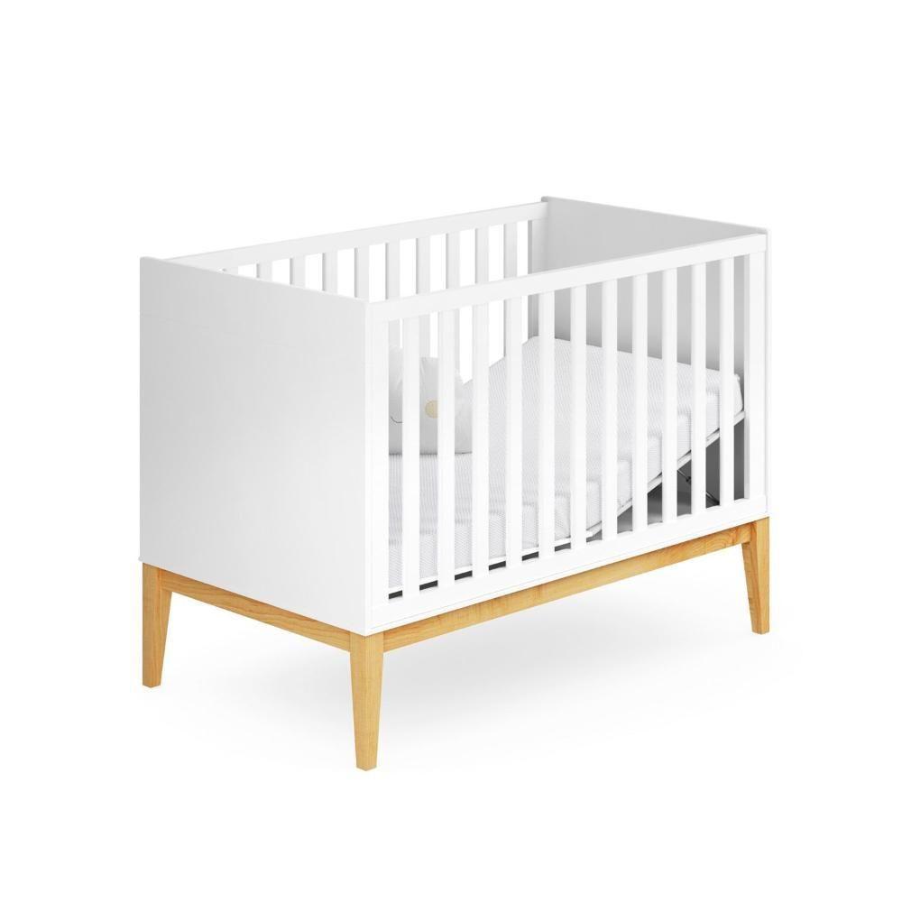 Berço Retrô Mini Cama 2 Em 1 Com Colchão Amor Perfeito Branco - 2