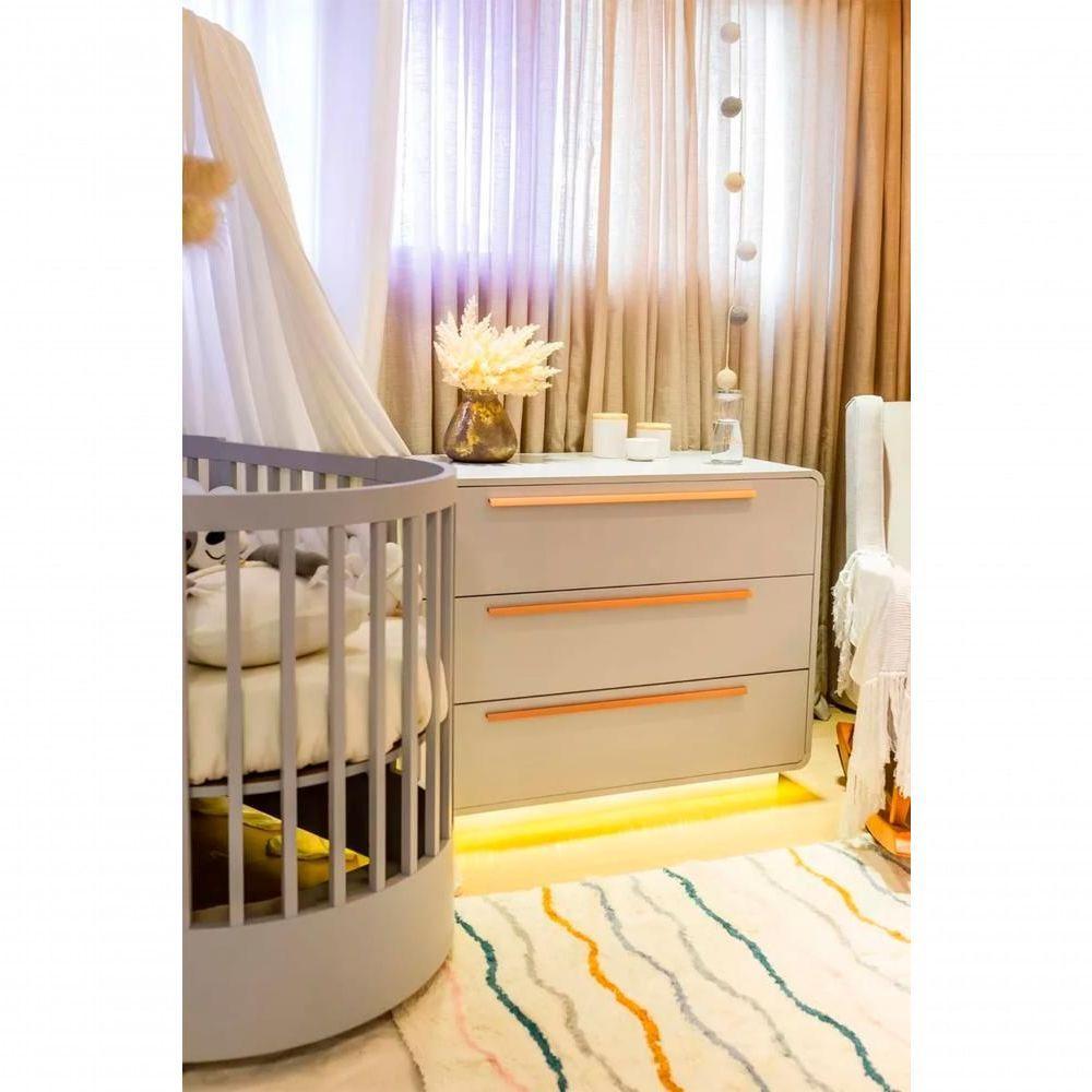 Quarto Bebê Completo Com Berço E Cômoda Coleção Wave Divicar Cinza - 3