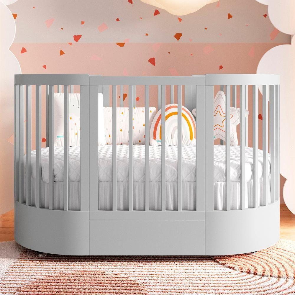 Quarto Bebê Completo Com Berço E Cômoda Coleção Wave Divicar Cinza - 6