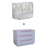 Quarto Bebê Completo Com Berço E Cômoda Coleção Wave Divicar Cinza - 1