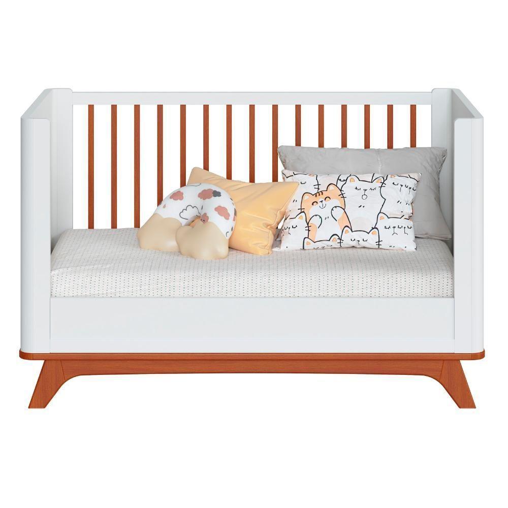 Berço Redondo 2 Em 1 Mini Cama Com Colchão Coleção Sambalelê Mel Branco - 2