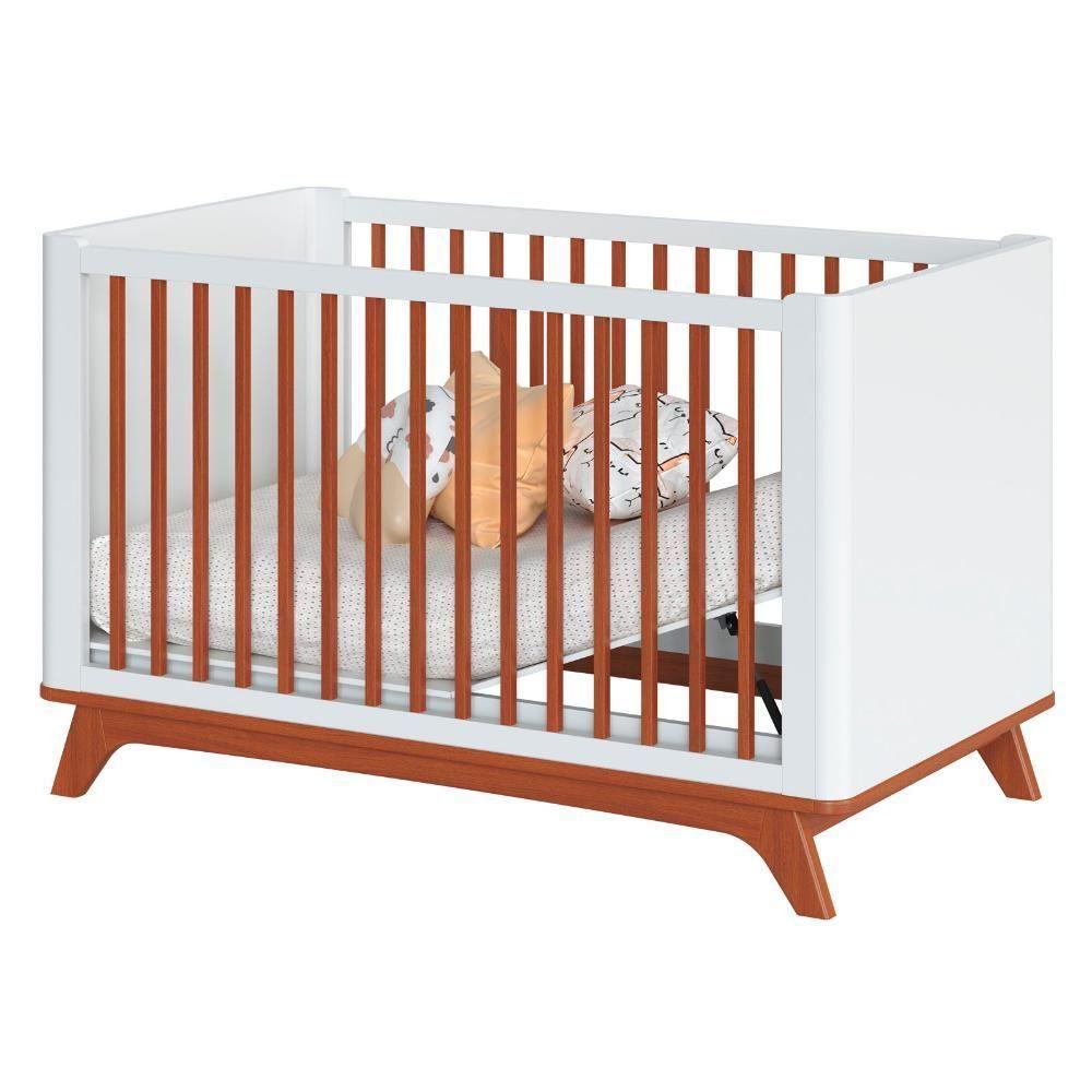 Berço Redondo 2 Em 1 Mini Cama Com Colchão Coleção Sambalelê Mel Branco - 6