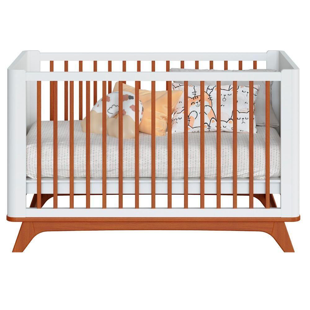 Berço Redondo 2 Em 1 Mini Cama Com Colchão Coleção Sambalelê Mel Branco - 8