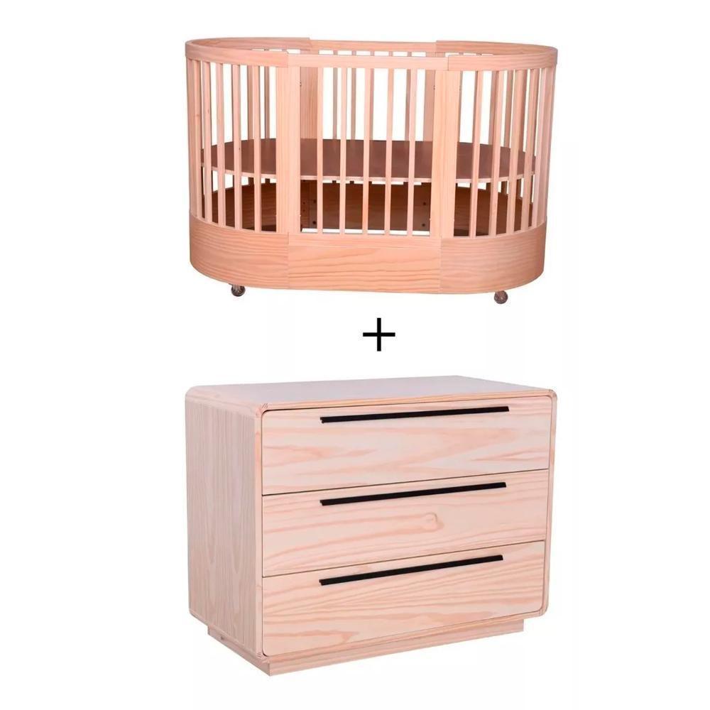Quarto Bebê Completo Com Berço E Cômoda Coleção Wave Divicar Nature - 1