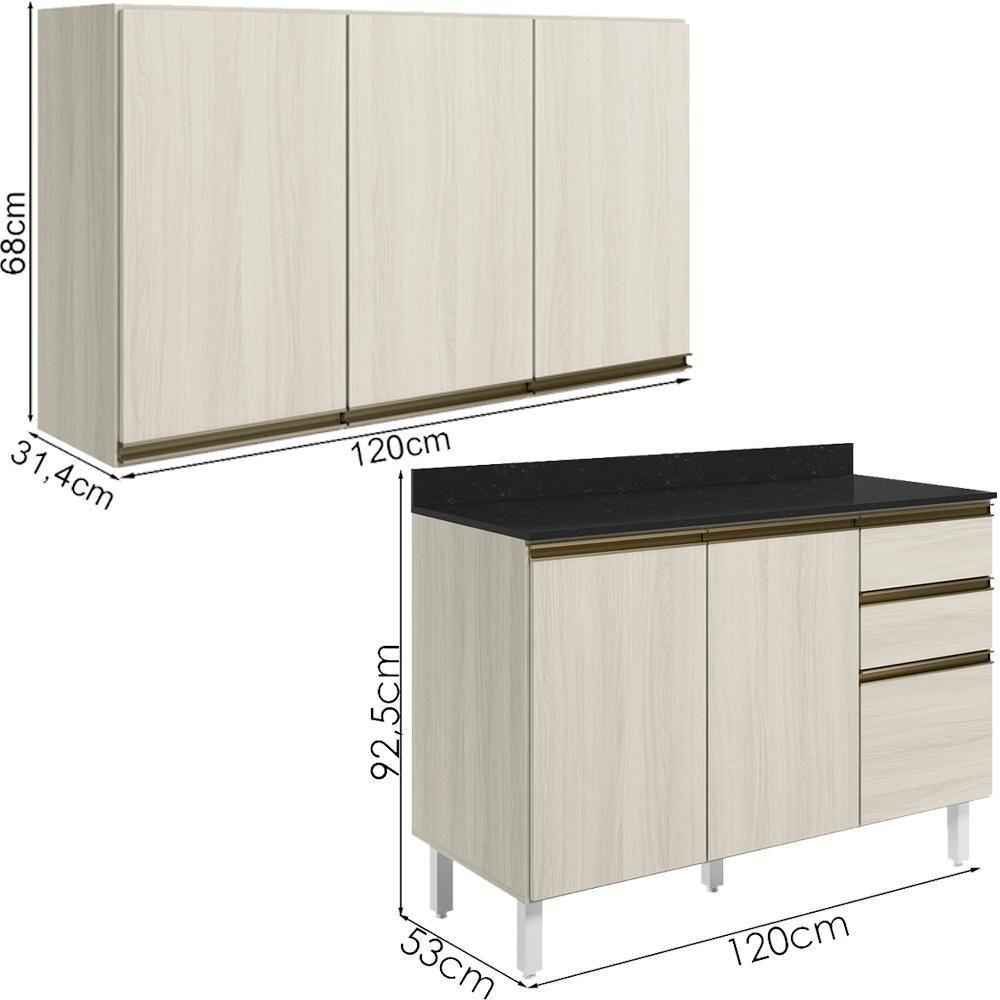 Armario Aereo Balcao Tampo 120cm Mdf Kali Bianco Toq Nicioli - 3