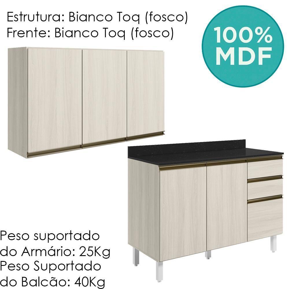 Armario Aereo Balcao Tampo 120cm Mdf Kali Bianco Toq Nicioli - 4