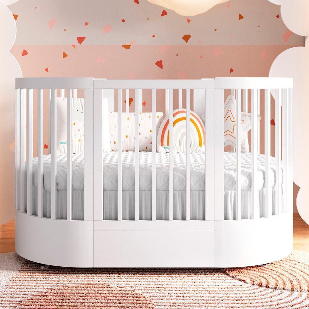 Quarto Bebê Completo Com Berço E Cômoda Coleção Wave Divicar Branco - 4