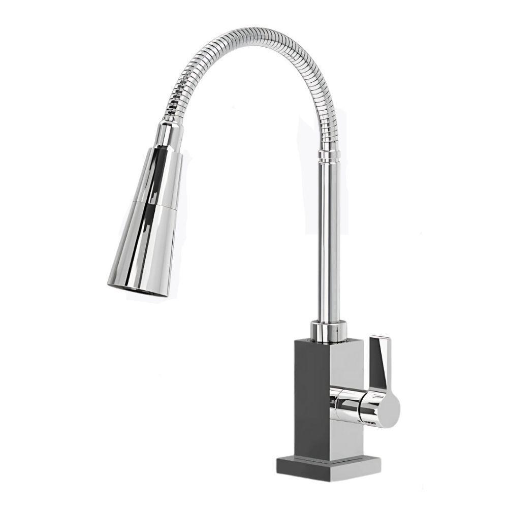 Torneira Gourmet De Cozinha Bancada Metal Flexível Quadrada 1-4 De Volta - 1