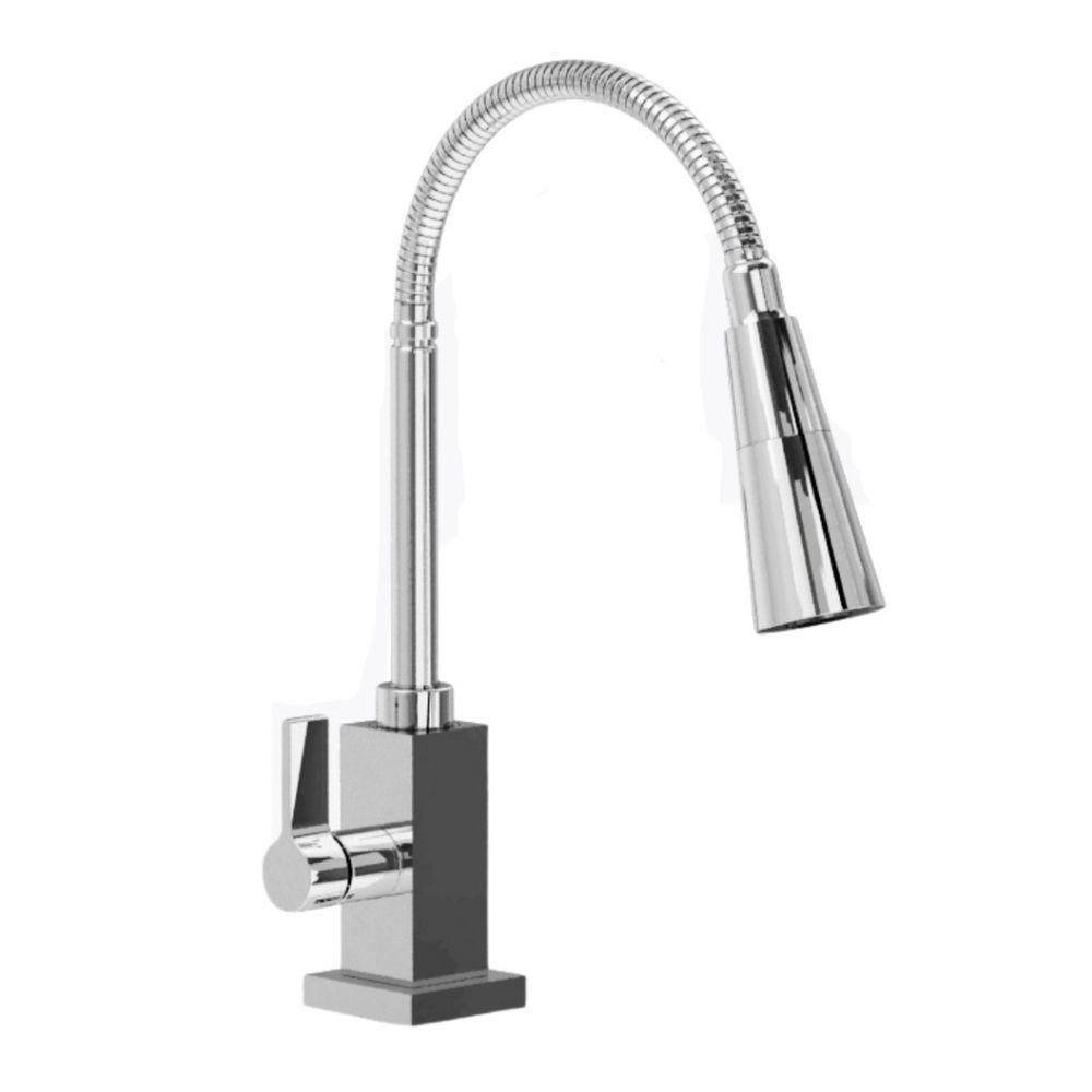 Torneira Gourmet De Cozinha Bancada Metal Flexível Quadrada 1-4 De Volta - 4