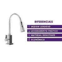 Torneira Gourmet De Cozinha Bancada Metal Flexível Quadrada 1-4 De Volta - 2