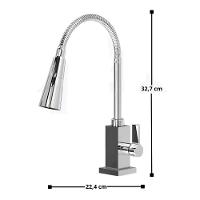 Torneira Gourmet De Cozinha Bancada Metal Flexível Quadrada 1-4 De Volta - 3