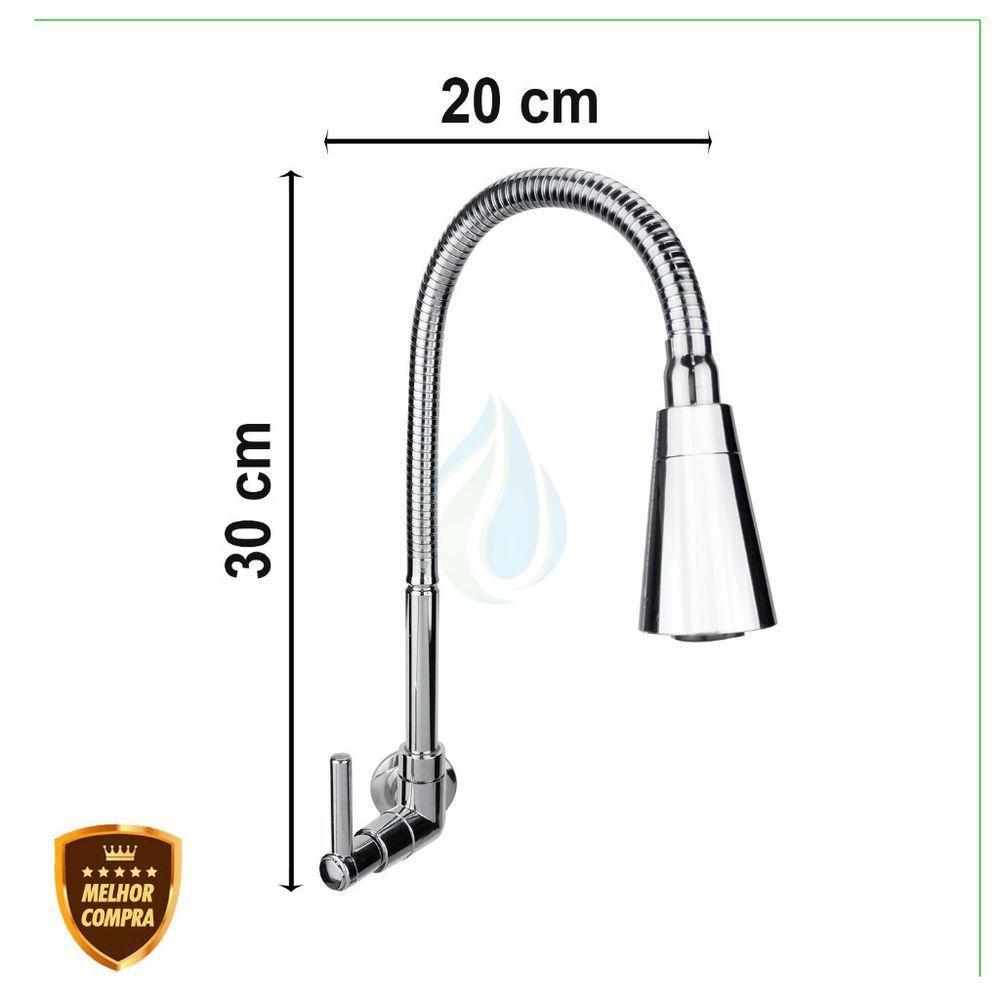 Torneira Gourmet Para Cozinha Parede Pia Dois Jatos Cone Cromado Cód. 6700 - 3