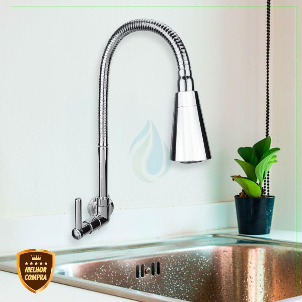 Torneira Gourmet Para Cozinha Parede Pia Dois Jatos Cone Cromado Cód. 6700 - 4