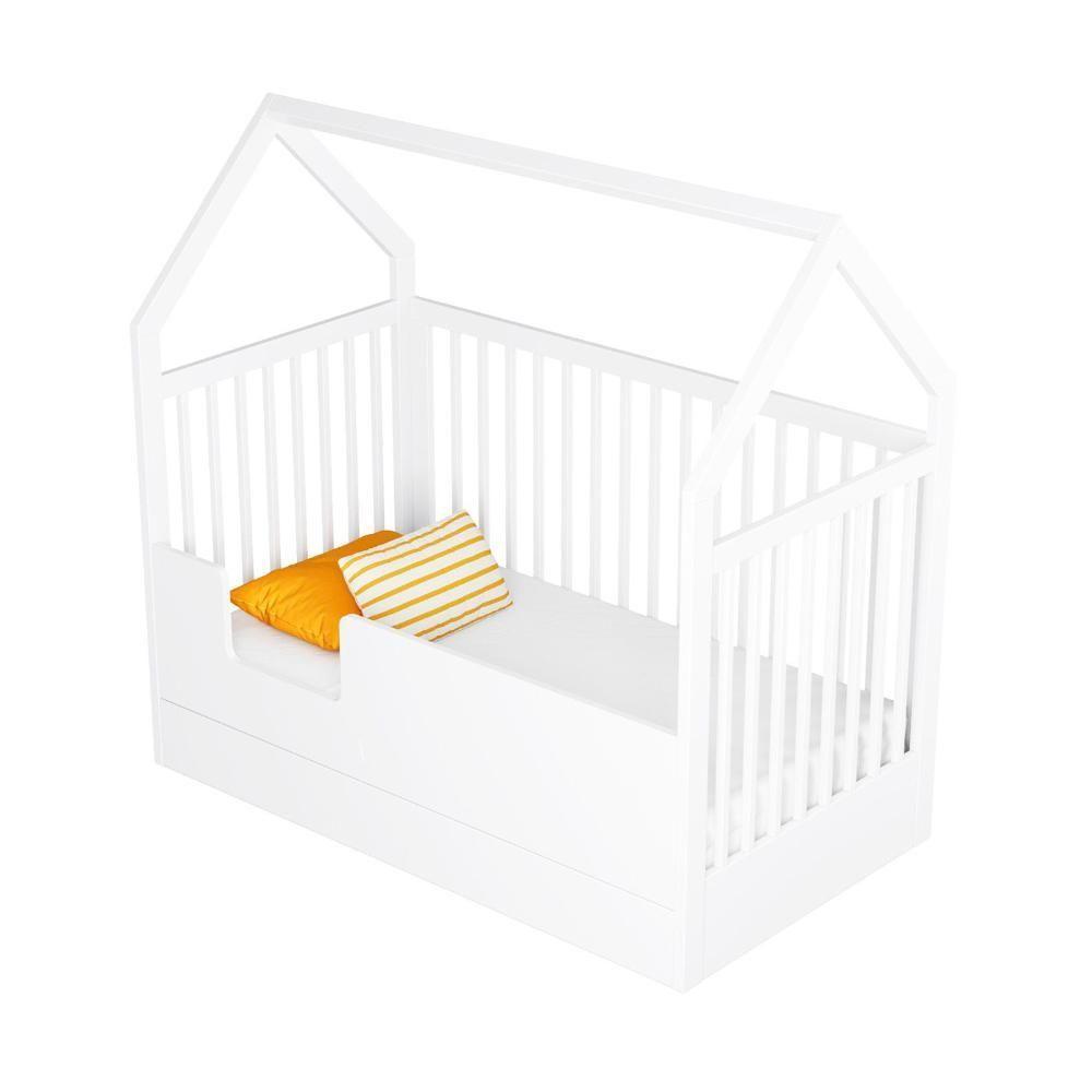 Berço Montessoriano Casinha Com Colchão Coleção Wood Divicar Branco - 10