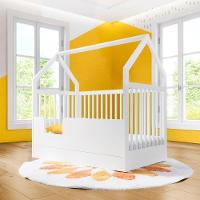 Berço Montessoriano Casinha Com Colchão Coleção Wood Divicar Branco - 2