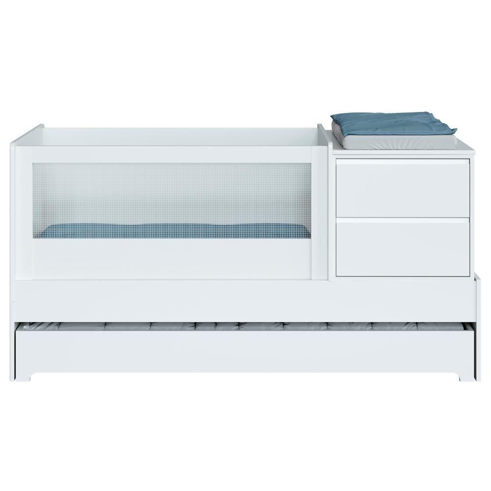 Berço Multifuncional Com Cômoda Acoplada + Colchão Coleção Sol E Mar Branco - 6