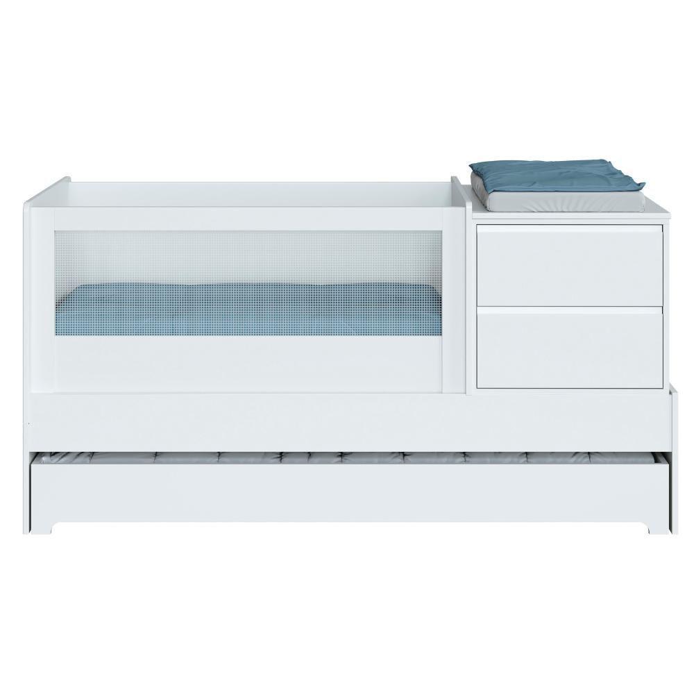 Berço Multifuncional Com Cômoda Acoplada + Colchão Coleção Sol E Mar Branco - 7