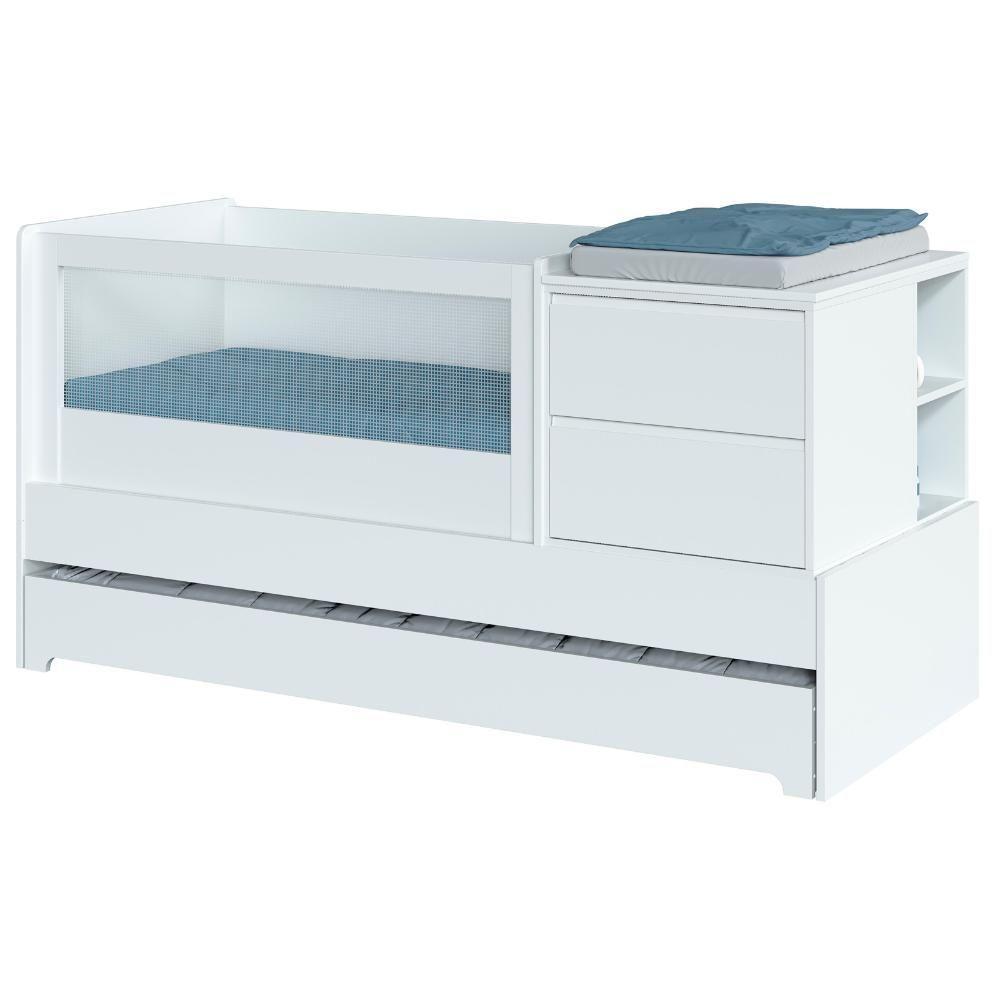 Berço Multifuncional Com Cômoda Acoplada + Colchão Coleção Sol E Mar Branco - 8