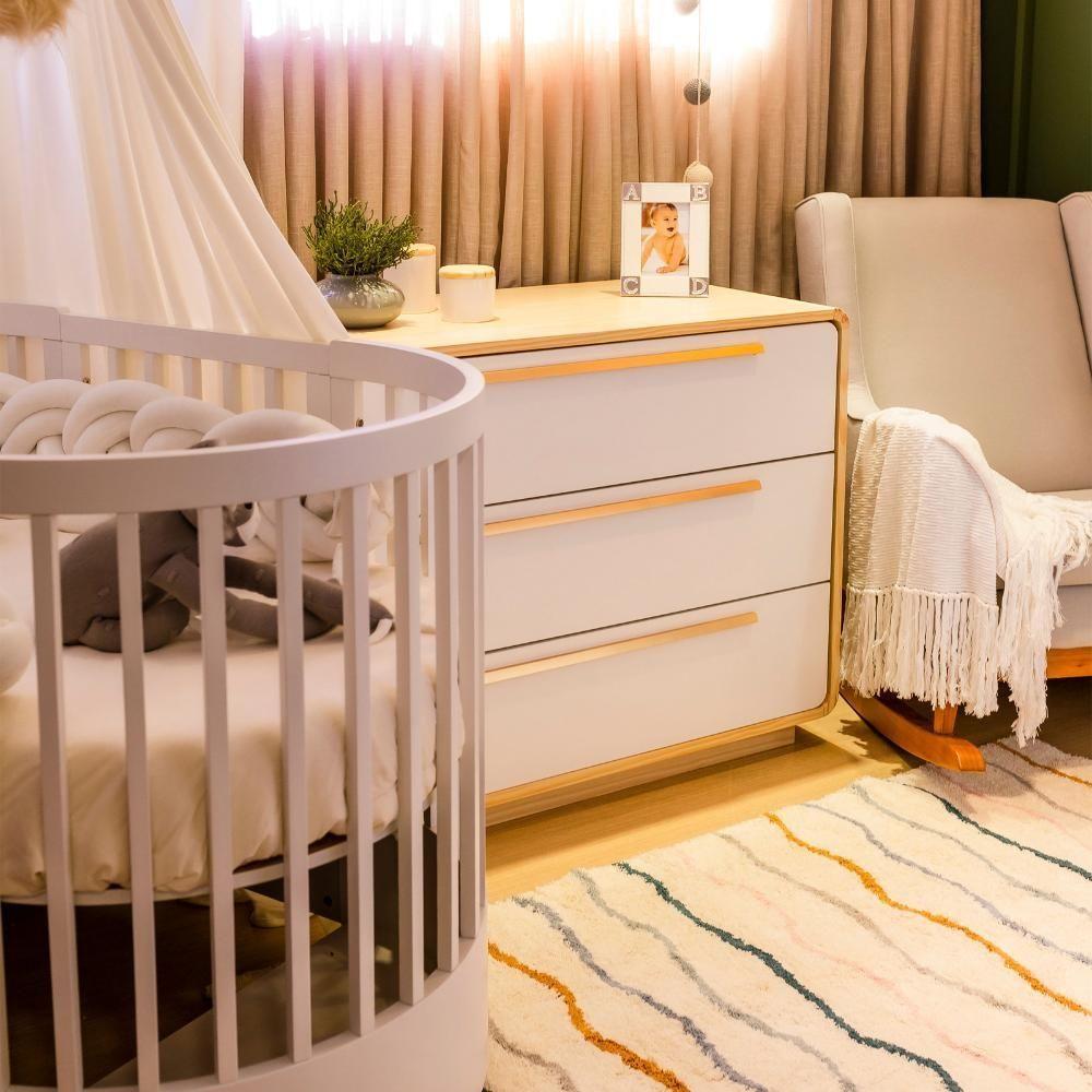 Quarto Bebê Completo Com Berço E Cômoda Coleção Wave Divicar Nature Branco - 8