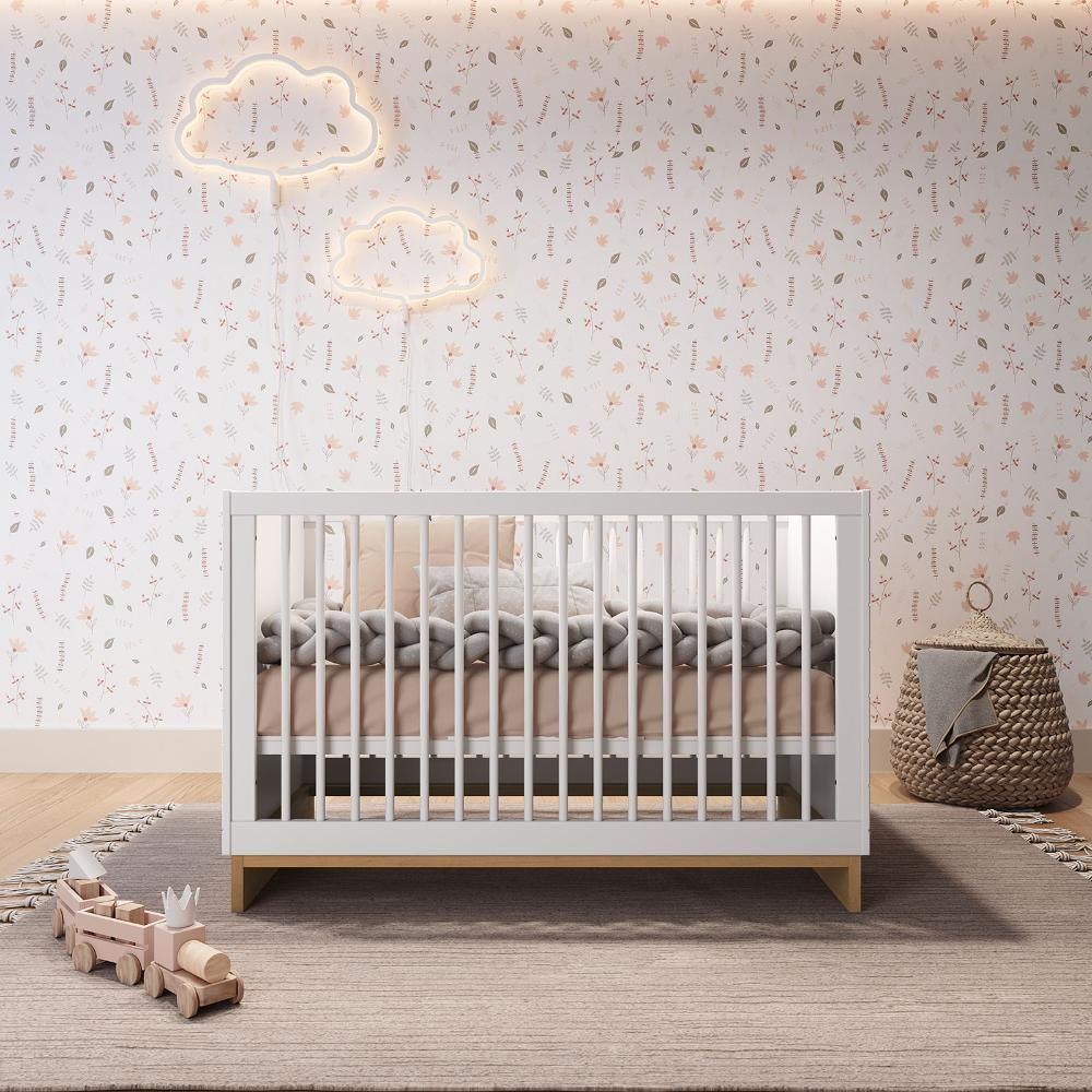 Quarto Bebê 3 Pçs Berço Cômoda Grande E Roupeiro Linha Cubo Branco Plátano - 8