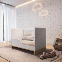 Quarto Bebê 3 Pçs Berço Cômoda Grande E Roupeiro Linha Cubo Branco Plátano - 2