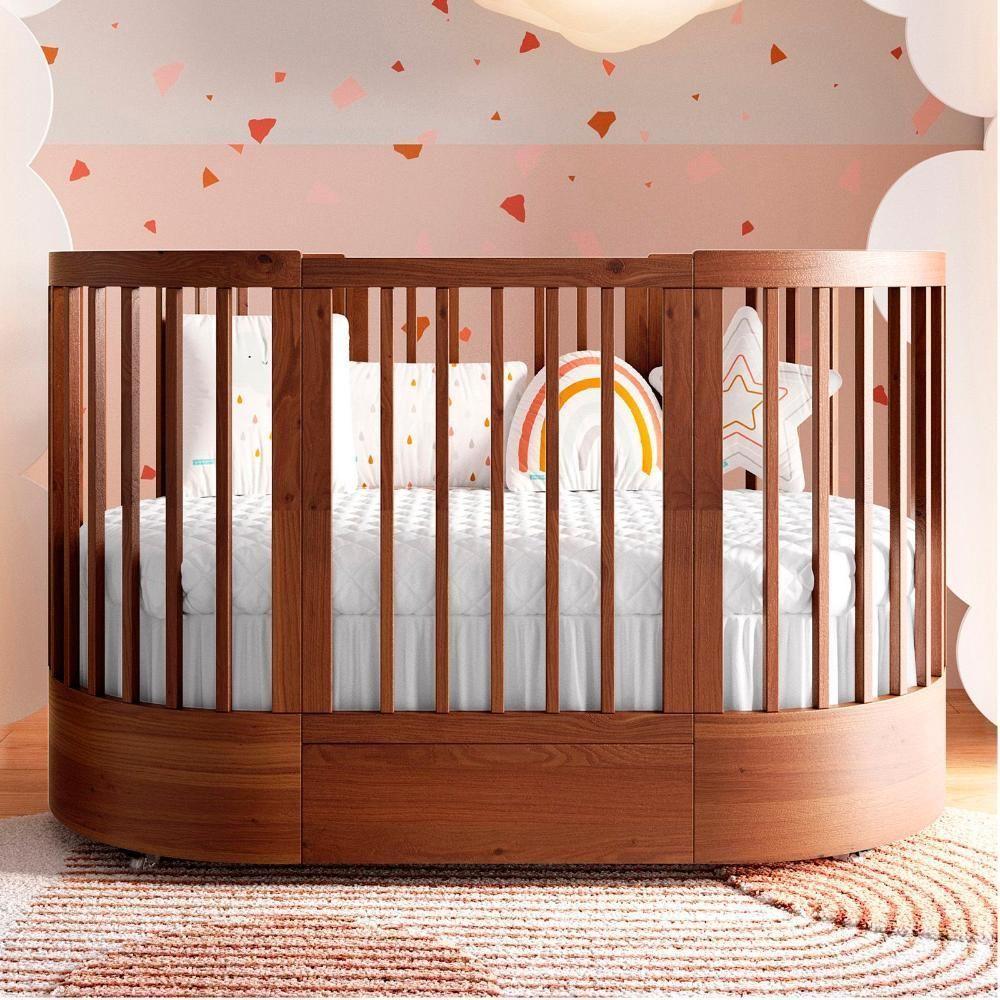 Quarto Bebê Completo Com Berço E Cômoda Coleção Wave Divicar Mel Branco - 4