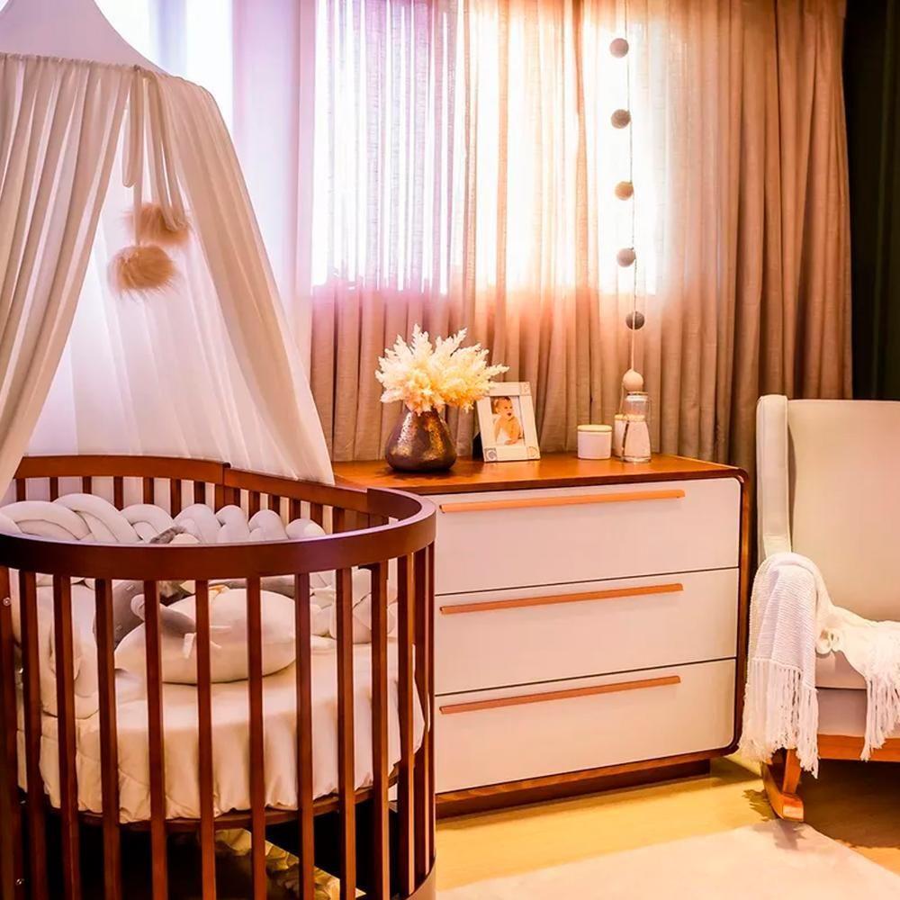 Quarto Bebê Completo Com Berço E Cômoda Coleção Wave Divicar Mel Branco - 8