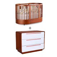 Quarto Bebê Completo Com Berço E Cômoda Coleção Wave Divicar Mel Branco - 1