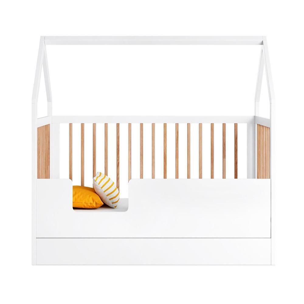 Berço Montessoriano Casinha Com Colchão Coleção Wood Divicar Branco Carvalho Treviso - 9