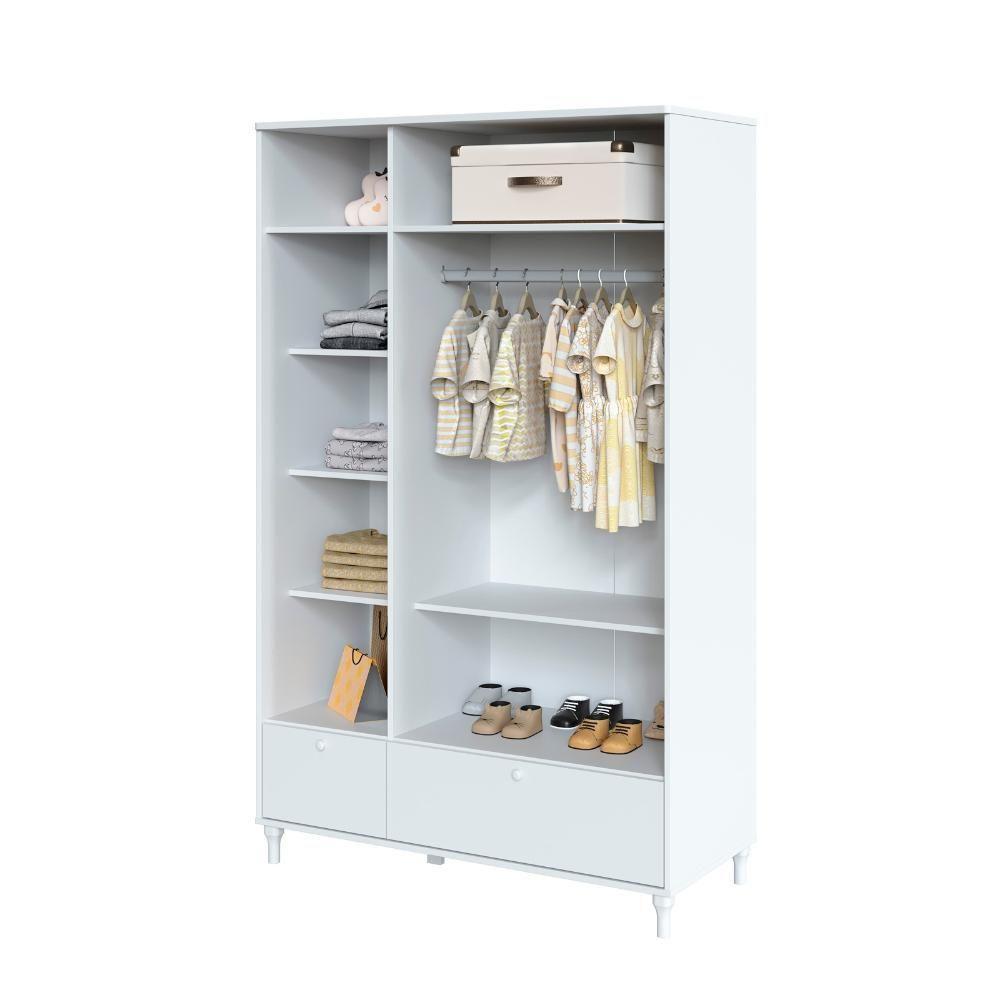 Quarto Bebê Completo Berço Cômoda E Guarda Roupa Fofura Branco - 10