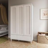 Quarto Bebê Completo Berço Cômoda E Guarda Roupa Fofura Branco - 7