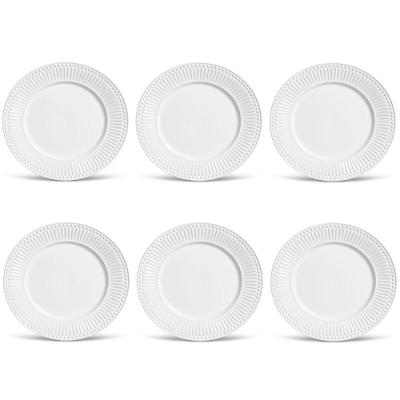 Conjunto de Pratos Rasos Roma 6 Peças Cerâmica Liso Branco Porto Brasil