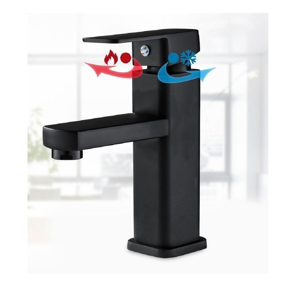 Torneira Banheiro Monocomando Misturador Lavabo Preto Baixa - 9