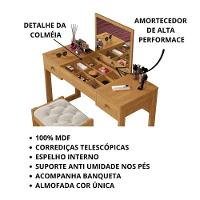 Escrivaninha Penteadeira Com Espelho E Banqueta Luanda Fenix Cinamomo - 5