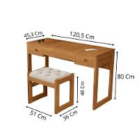 Escrivaninha Penteadeira Com Espelho E Banqueta Luanda Fenix Cinamomo - 6