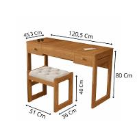 Escrivaninha Penteadeira Com Espelho E Banqueta Luanda Fenix Nature - 6