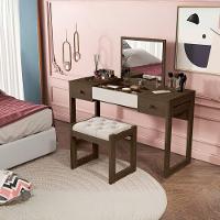 Escrivaninha Penteadeira Com Espelho E Banqueta Luanda Fenix Legno-off White