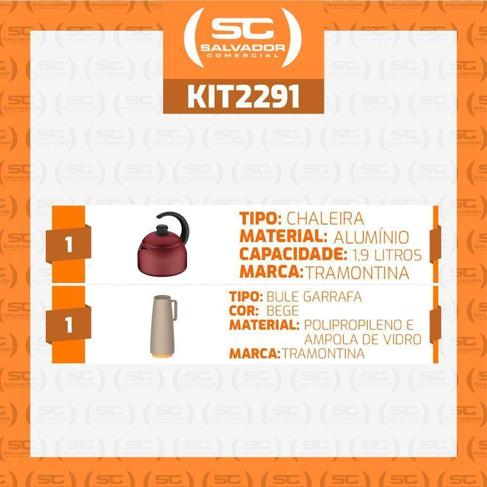 Chaleira Alumínio Paris 1,9l Antiaderente Vermelha Com Bule Garrafa Térmica 1l Bege Tramontina - 2