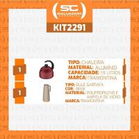 Chaleira Alumínio Paris 1,9l Antiaderente Vermelha Com Bule Garrafa Térmica 1l Bege Tramontina - 2