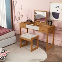 Escrivaninha Penteadeira Com Espelho E Banqueta Luanda Fenix Nature-off White - 2