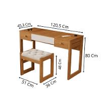 Escrivaninha Penteadeira Com Espelho E Banqueta Luanda Fenix Nature-off White - 6