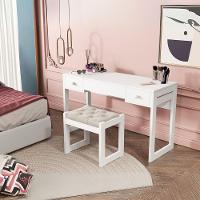 Escrivaninha Penteadeira Com Espelho E Banqueta Luanda Fenix Branco