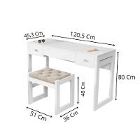 Escrivaninha Penteadeira Com Espelho E Banqueta Luanda Fenix Branco - 6