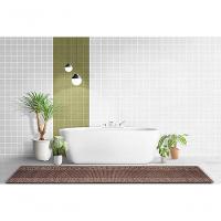 Tapete Passadeira Emborrachada Pvc Antiderrapante 0,65x5,00m Barrado Bege Marrom